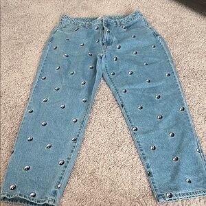 Forever 21 Light Blue Jeans with Yin Yang Design